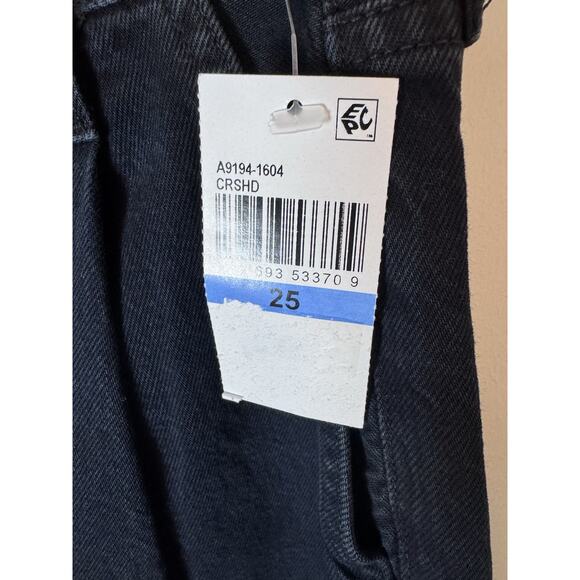 Agolde Ellis Wide Leg Denim Trouser - Crushed Black Sz 25 $268 - Picture 9 of 16